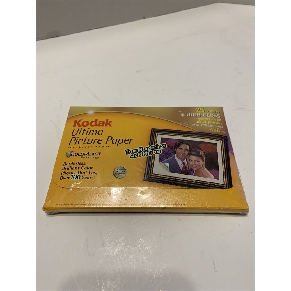 Kodak Ultima Picture Paper 4x6 High Gloss 25 Sheets New In Packaging For Inkjet